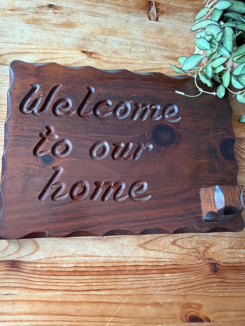 Vintage Welcome to Our Home Carved Wooden Sign